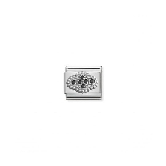 Nomination Composable Silver 6 Black Zirconia Link ~ 330316/02