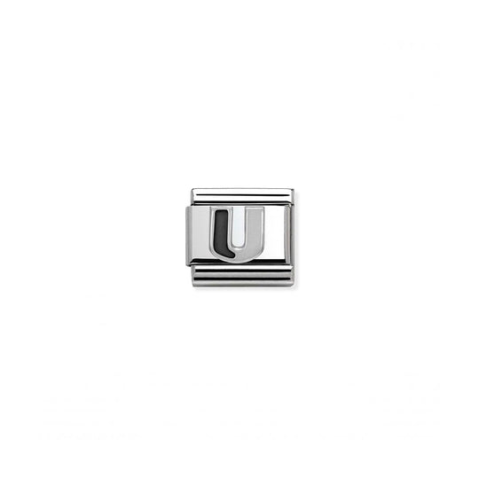 Composable Silver Black Letter 'U' Link - 330201/21