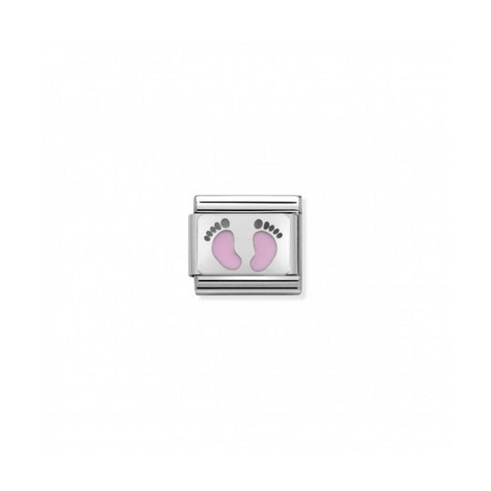 Composable Silver Pink Baby Feet Link - 330208/14