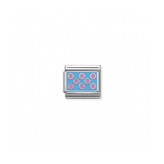 Nomination Composable Silver Pink Blue Polka Dot Link ~ 330206/08