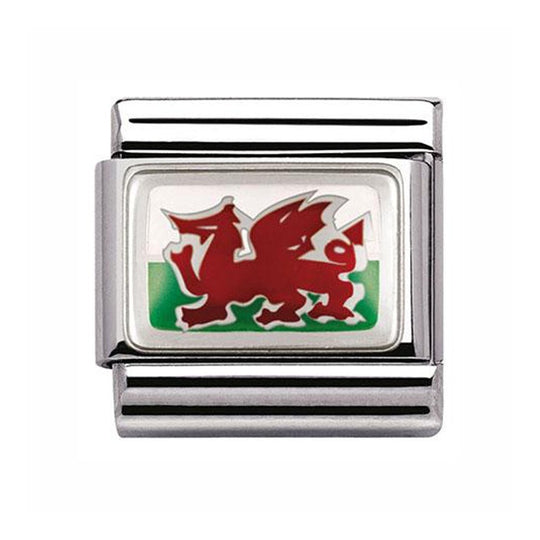 Nomination Composable Silver Wales Flag Link ~ 330207/02