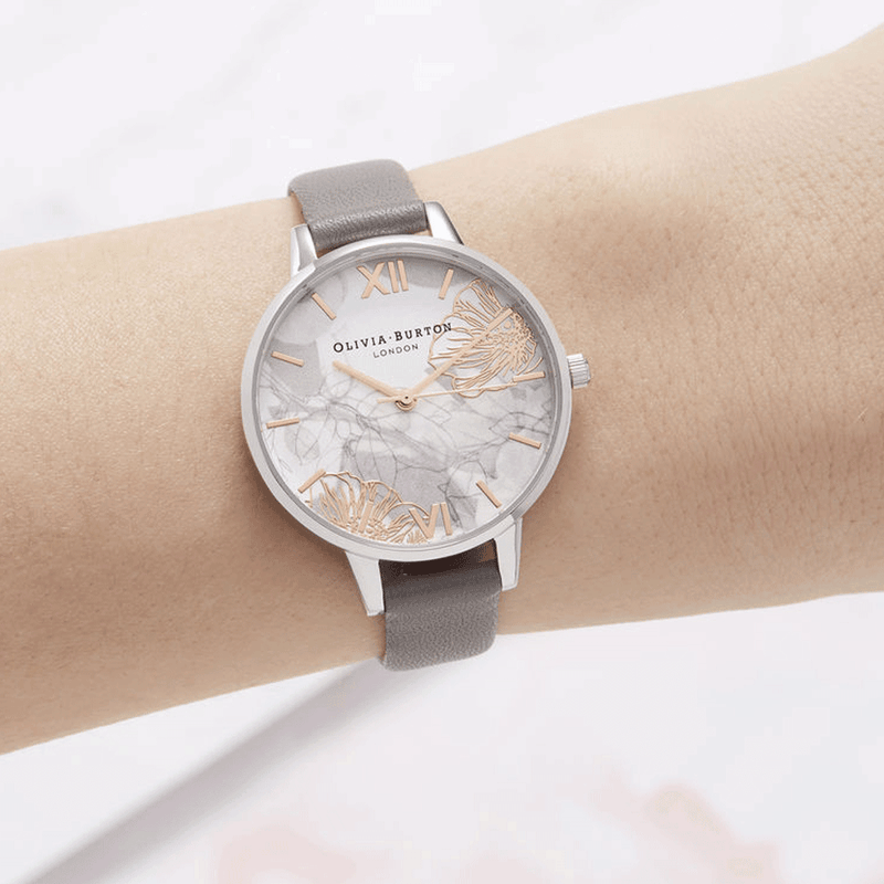 Olivia Burton Abstract Florals Demi Dial Watch Grey OB16VM32