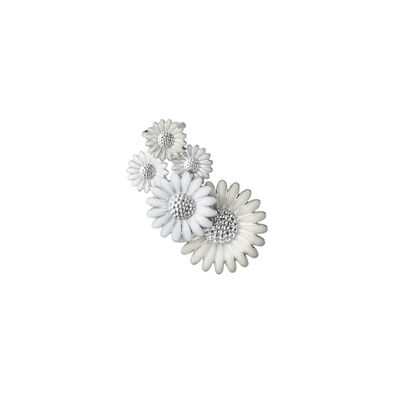 Large Daisy Left Ear Cuff - White/Silver - 20001119