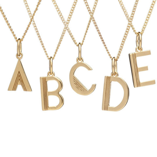 Art Deco Initial C Necklace - Gold - ALC1GP