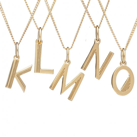 Art Deco Initial K Necklace - Gold - ALK1GP
