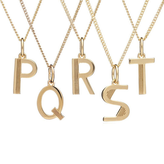 Art Deco Initial S Necklace - Gold - ALS1GP