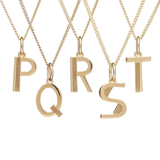 Art Deco Initial T Necklace - Gold - ALT1GP