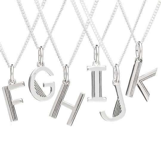 Art Deco Initial K Necklace - Silver - ALK1S