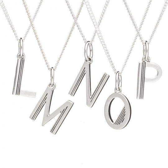 Art Deco Initial M Necklace - Silver - ALM1S