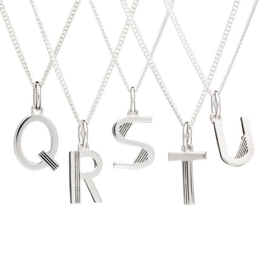 Art Deco Initial S Necklace - Silver - ALS1S