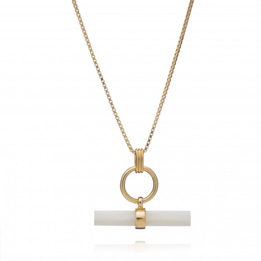 Balance T-Bar Necklace - Mother of Pearl - Gold - TBN3CGP-MOP