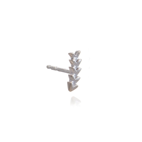 Curved Chevron Stud Earring - White Gold - PCES19WG