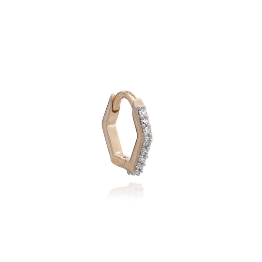 Diamond Hexagon Huggie Hoop Earring - Gold - PCEH12DIYG