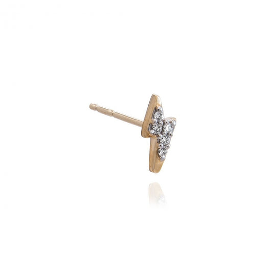 Diamond Lightning Bolt Stud Earring - Gold - PCES05DIYG