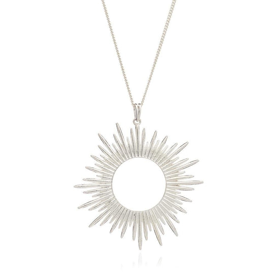 Electric Goddess Statement Sun Necklace - Silver - SNN1S