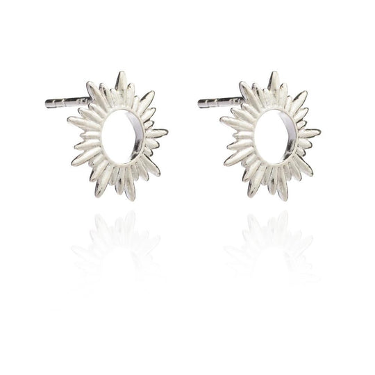 Electric Goddess Sun Stud Earrings - Silver - SNE9S