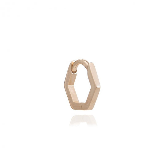 Hexagon Huggie Hoop Earring - Gold - PCEH12YG