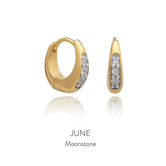 Huggie Hoop Earring - Gold/Moonstone - BIRE3GPRM