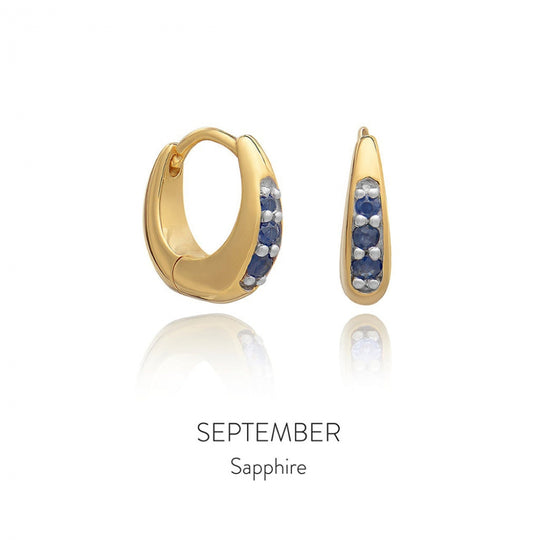 Huggie Hoop Earring - Gold/Sapphire - BIRE3GPSA