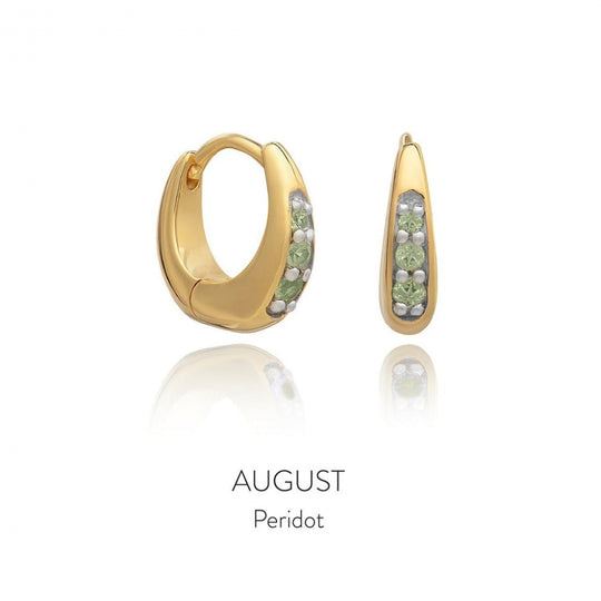 Huggie Hoop Earrings - Gold/Peridot - BIRE3GPPD