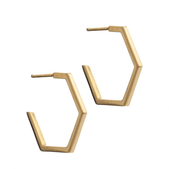 Medium Hexagon Hoop Earrings - Gold - HXE19GP