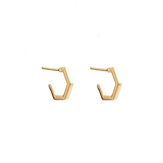 Mini Hexagon Hoop Earrings - Gold - HXE18GP