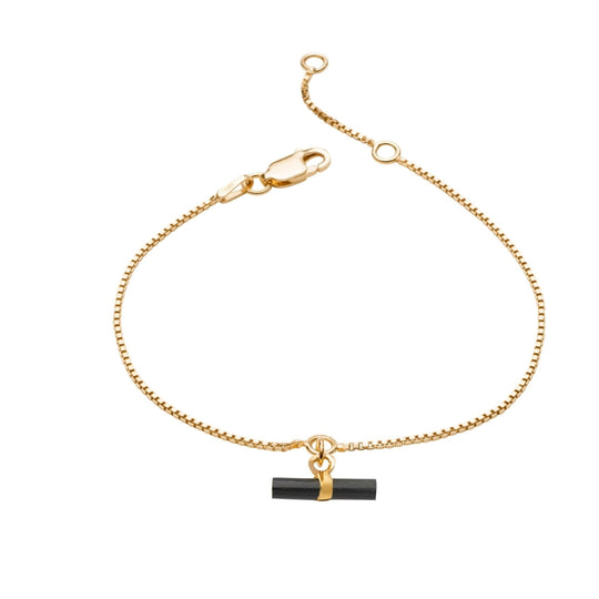 Mini Onyx T-Bar Bracelet - Gold - TBB2ONGP