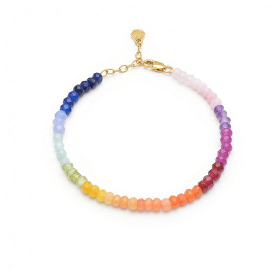 Rainbow Sunset Gemstone Bracelet - Gold - BZB01GP