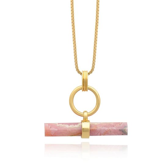 Rose T-Bar Necklace - Gold - TBN21RHGP