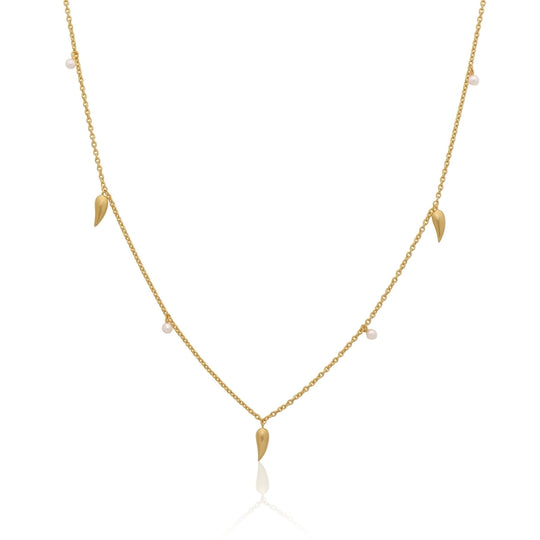 Studded Pearl Choker Necklace - Gold - PLN06GP