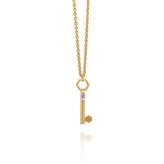 Topaz Baguette Key Necklace - Gold - HXPN6WTGP