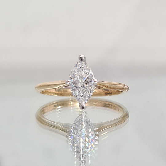 18ct Gold Marquise Cut Diamond Engagement Ring - 0.71ct