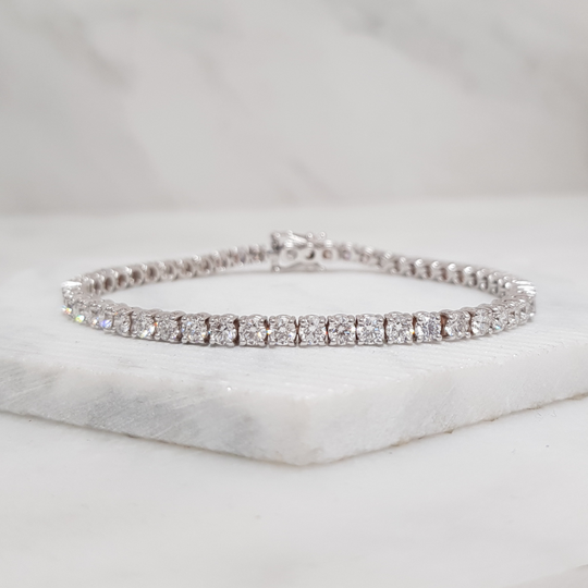 18ct White Gold Brilliant Cut Diamond Line Bracelet - 6.50ct