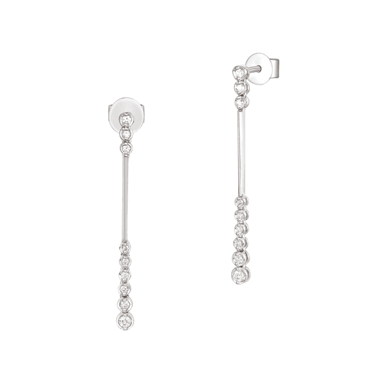 18ct White Gold & Diamond Drop Earrings - 0.26ct