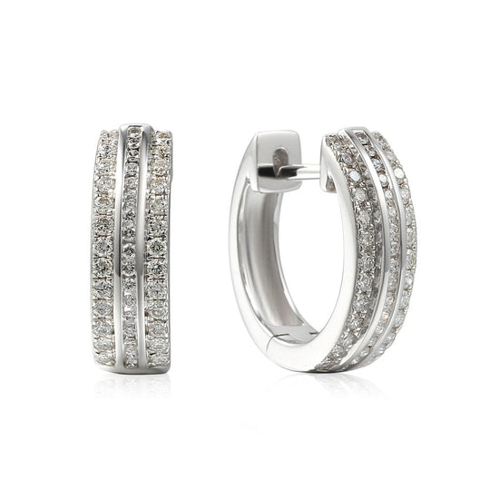 18ct White Gold & Diamond Hoop Earrings - 0.41ct