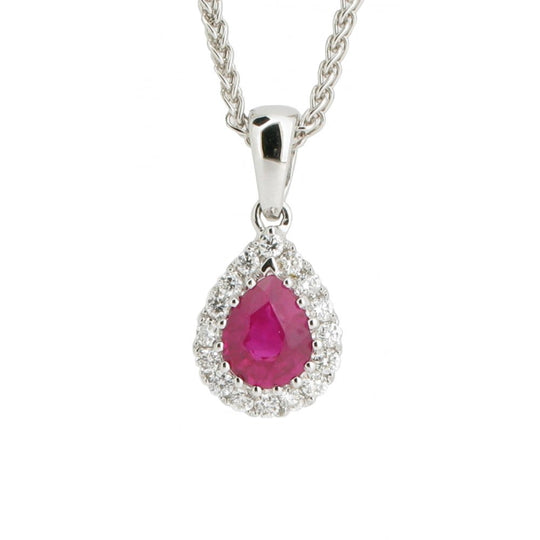 18ct White Gold Ruby and Diamond Pendant AX680