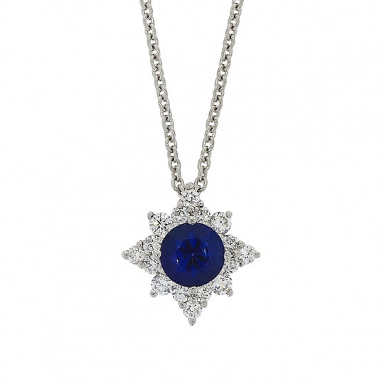 18ct White Gold Sapphire and Diamond Star Pendant