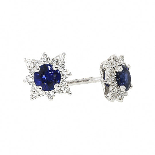 18ct White Gold Sapphire and Diamond Star Stud Earrings
