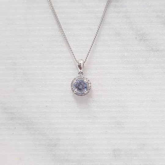 18ct White Gold Sapphire & Diamond Pendant
