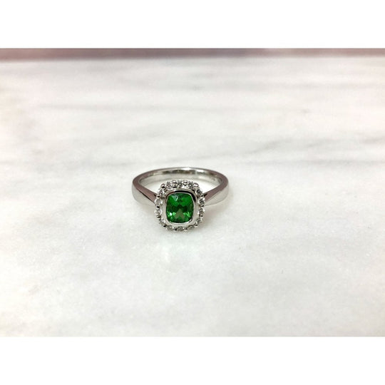 18ct White Gold Tsavorite Garnet and Diamond Ring