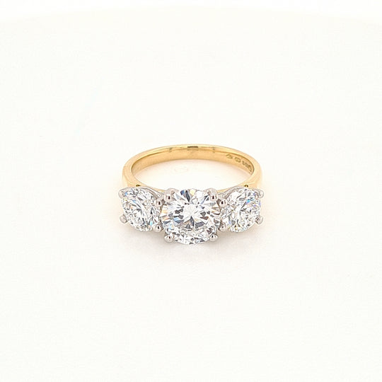 18ct Yellow Gold Laboratory Grown Diamond Trilogy Ring - 3.02ct