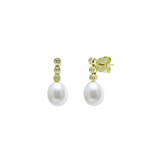 18ct Yellow Gold Pearl and Diamond Earrings