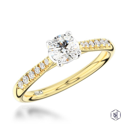 18ct Yellow Gold Round Brilliant Cut Diamond Ring - 0.68ct