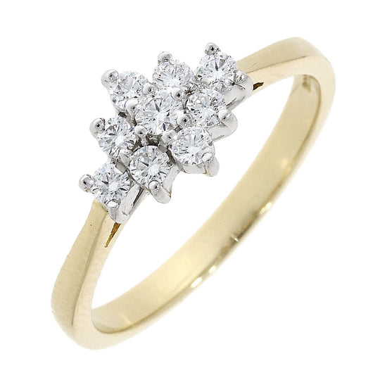 18ct Yellow & White Gold, Diamond Cluster Ring, 0.67ct