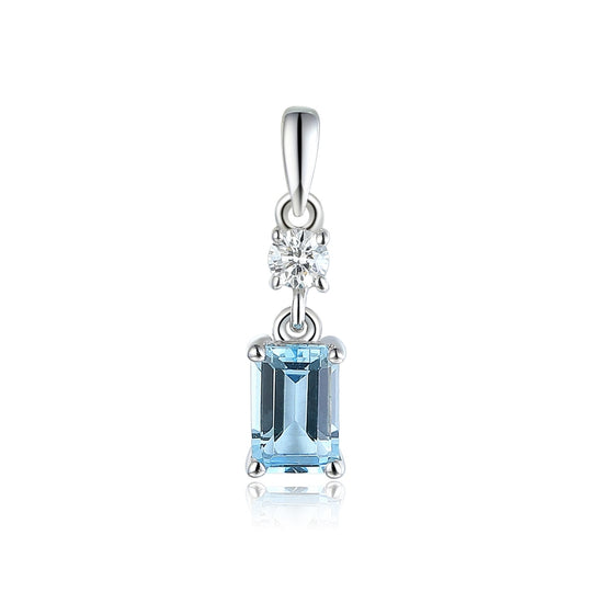 Aquamarine & Diamond Pendant - White Gold