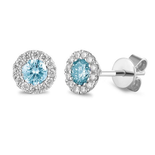 Aquamarine & Diamond Stud Earrings - White Gold - NTE409AQD-9WG