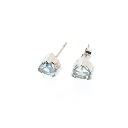 Aquamarine Solitaire Earrings - AQUASTUDS18CTWHITE