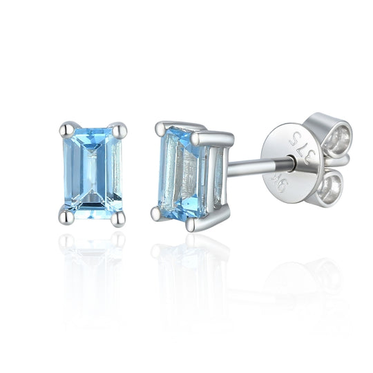 Aquamarine Stud Earrings - White Gold