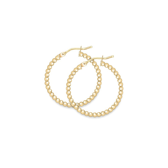 Beaded Hoop Earrings - 9ct Yellow Gold