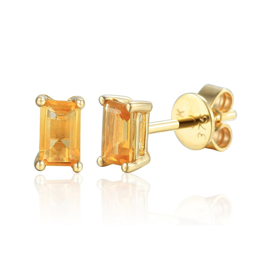 Citrine Stud Earrings - Yellow Gold - NTE2064CITD-9YG